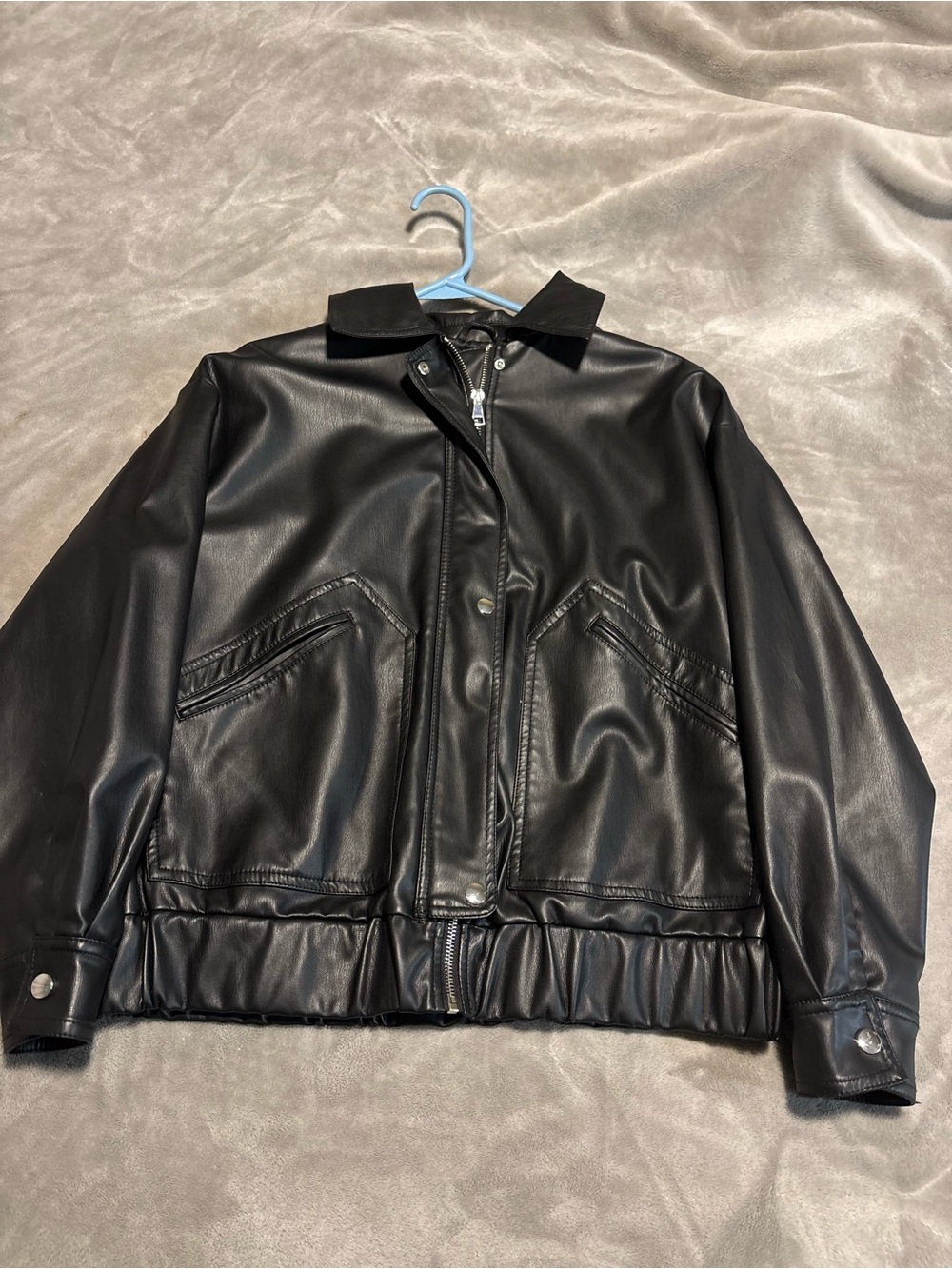 Zara Faux Leather Bomber Jacket size XS